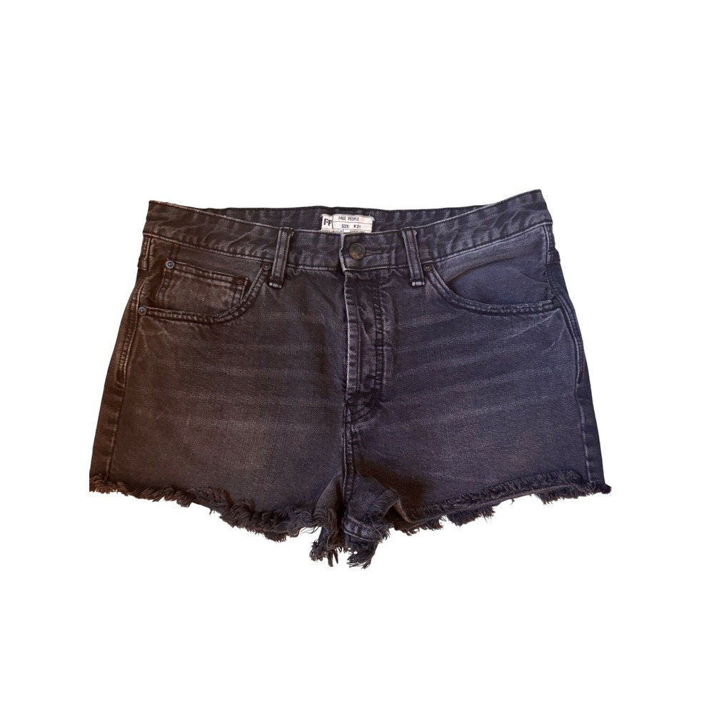 Free People Womens Washed Black Denim Cut Off Shorts Raw Hem Size 31 61855-1